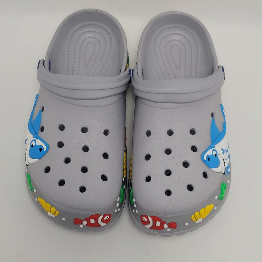 Kids Clogs Slide Garden Shoes Shark Cartoon Slip On Slippers Size 34 Lightweight - Picture 6 of 13